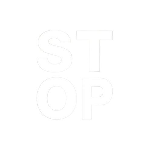 'STOP.' logo in bold white letters on a transparent background.
